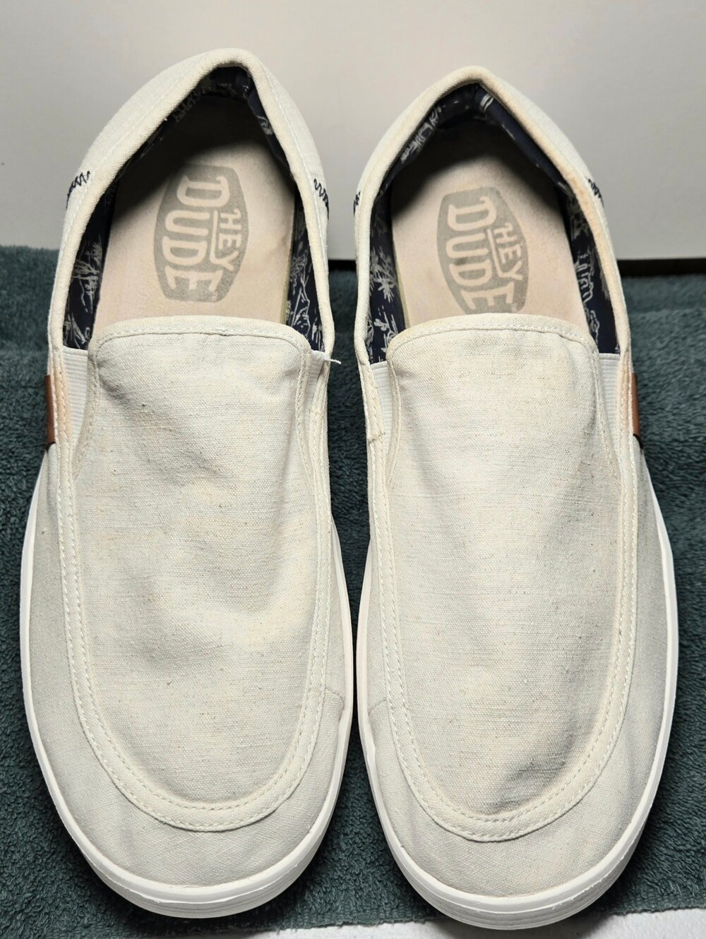 Hey Dude Sunapee M Craft White Canvas Slip On Comfort Shoes Size 11